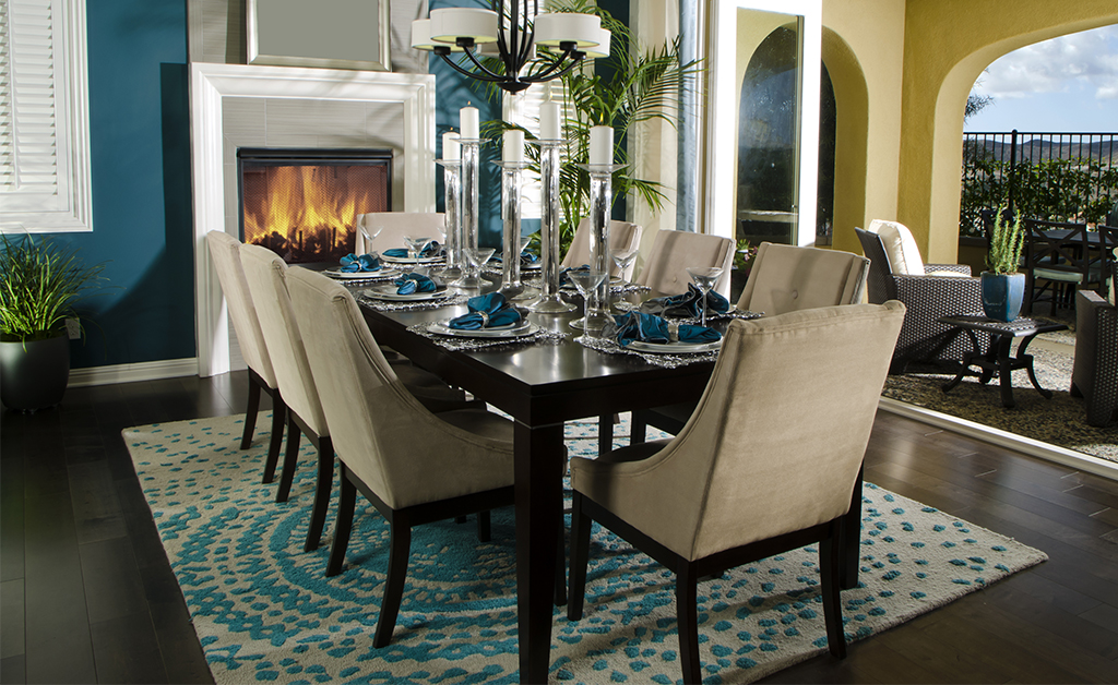 Dinning room Interior with blue accents